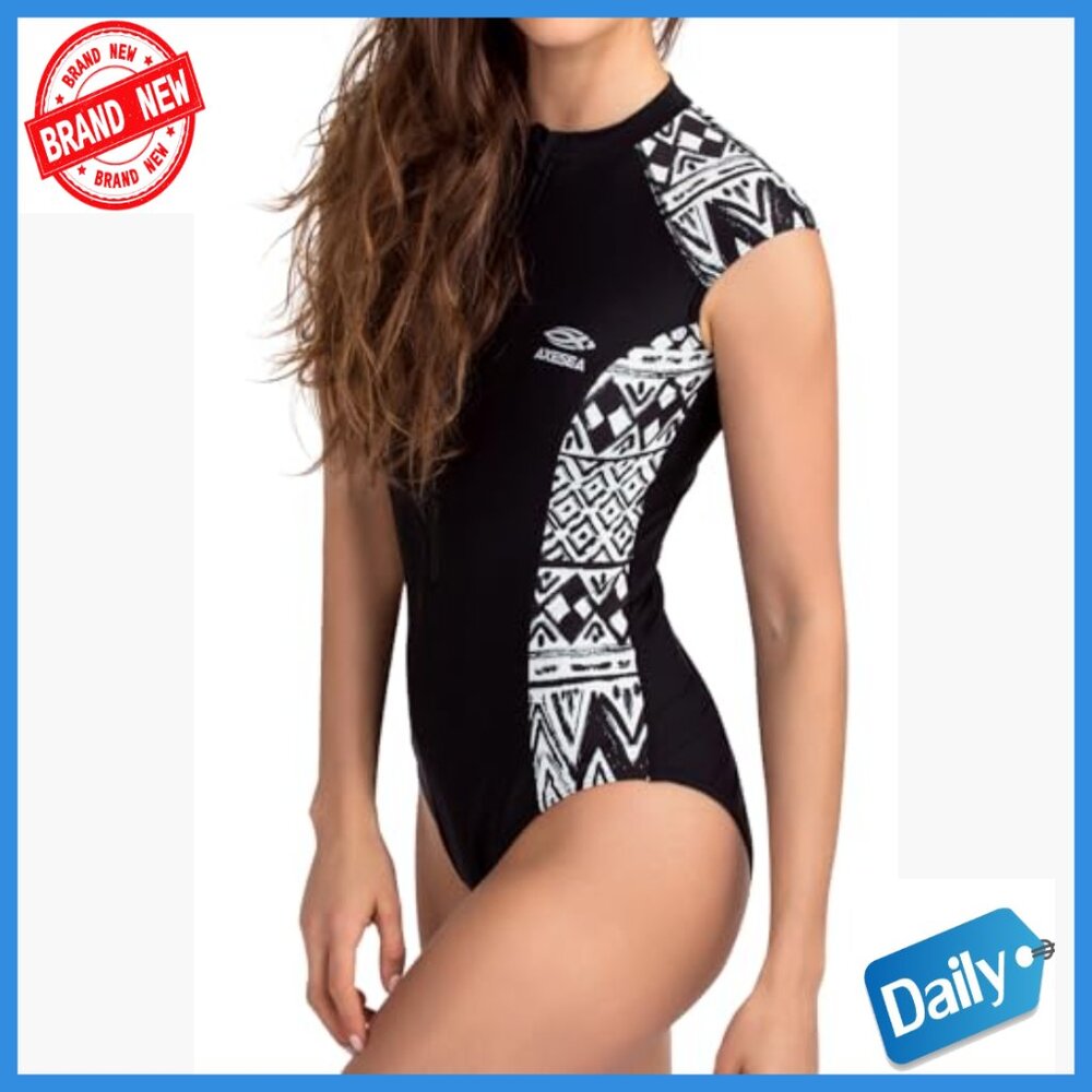 Retro One Piece Swimsuit Slim Fit Rash Guard UPF 50+ Quick Dry - Picture 4 of 5